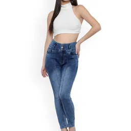 God's Club Women Slim Fit High-Rise Light Fade Medium Shade Stretchable Jeans-picture-27