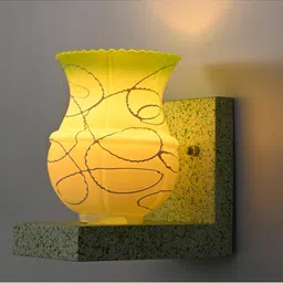 1ST TIME Green & White Textured Wood Contemporary Abstract Shaped Shaped Wall Lamp image 2