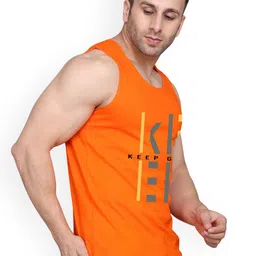 SLOWLORIS Pack of 2 Printed Combed Cotton Vest VSL26 CMB(CHS MAROON)(KEEP ORANGE) image 5