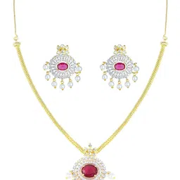 PRIVIU Gold-Plated American Diamond Studded Jewellery Set-picture-34