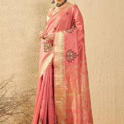 SERONA FABRICS Woven Design Embroidered Silk Cotton Banarasi Saree image 3