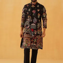 SOJANYA LUXE Men Embroidered Thread Work Satin Kurta image 4