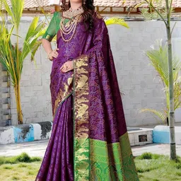 AKSH FASHION Purple Silk Blend Sarees-picture-13