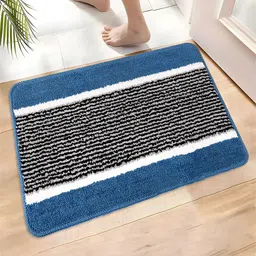 Kuber Industries Sky Blue & Green 4 Pieces Striped Anti-Skid Microfiber Door Mats image 3