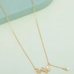 Kushal's Fashion Jewellery Gold-Plated Zircon Studded & Pearl Beaded Chain-image-42