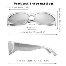 Arzonai Unisex Rectangle Sunglasses with UV Protected Lens MA-905-SILVER-SILVER-MIRROR-C-picture-21