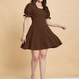 Selvia Women Puff Sleeve Fit & Flare Dress-picture-22