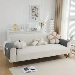 HOKIPO Grey Polyester 2 Piece Sofa Cover With Arms-image-22