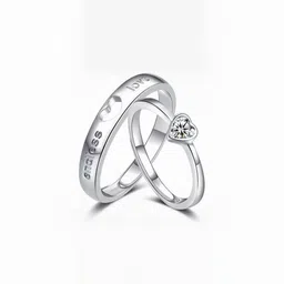 Teeragaj Set Of 2 Stainless Steel Stone-Studded Couple Adjustable Finger Rings-image-49