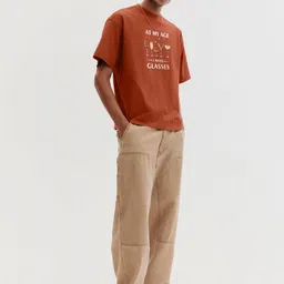 MaverIQ Typography Printed Round Neck Organic Cotton Oversized T-shirt image 4