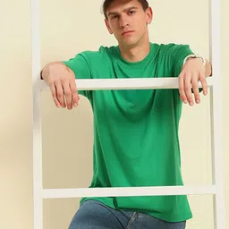 PockMAN Men Bio Finish Solid Round Neck Cotton Oversized T-shirt image 5