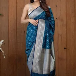 Anouk Woven Design Zari Silk Blend Handloom Banarasi Saree image 2