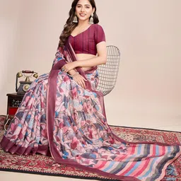 MARUTI ART Geometric Printed Pure Linen Saree image 2