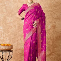 DEVATITHI Ethnic Motifs Woven Design Zari Banarasi Saree image 1