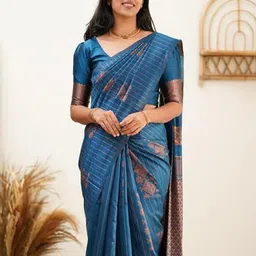 Aldwych Woven Design Zari Silk Blend Banarasi Saree-image-76