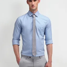 Arrow Men Comfort Spread Collar Textured Cotton Slim Fit Formal Shirt-image-33