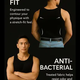 ROCKWELL Pack Of 2 Ribbed Cotton Breathable Innerwear Gym Vests image 5