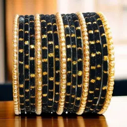 Raj world Black Glass Artificial Stones Bangle image 2