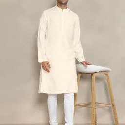 Fabindia Men Solid Mandarin Collar Kurta image 5