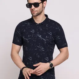 GRACIT Men Printed Polo Collar Extended Sleeves Pockets T-shirt image 4