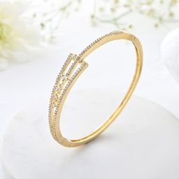 Voylla Women Brass Cubic Zirconia Gold-Plated Cuff Bracelet-picture-38