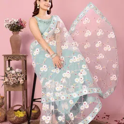 HERE&NOW Embroidered Net Saree image 5