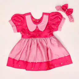 BownBee Puff Sleeve Crepe A-Line Dress image 3