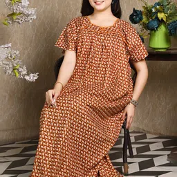 Bindass Female Collection Geometric Printed Pure Cotton Maxi Nightdress-picture-21