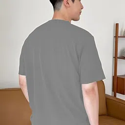 Genzy Men Typography Printed Drop-Shoulder Sleeves Applique T-shirt image 4