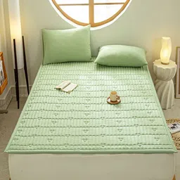 JC HOME Green Striped 160 TC Queen Fitted Bedsheet Set 2.00 m x 1.50 m-image-16