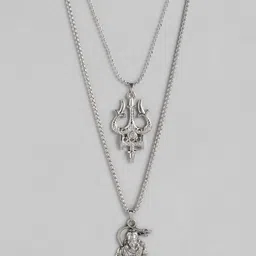 PARIS HAMILTON Unisex Set Of 2 Silver-Plated Oxidised Necklace-picture-48