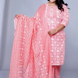 Jyoti Women Floral Printed Regular Pure Cotton Kurta with Palazzos & With Dupatta-picture-34