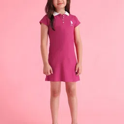 U.S. Polo Assn. Kids Girls Cotton A-Line Dress image 1