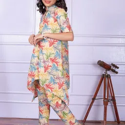 Anneca Girls Printed High-Low Kurta & Trouser image 5