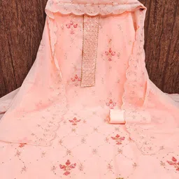 LeeliPeeri Designer Floral Embroidered Sequinned Georgette Unstitched Dress Material image 2