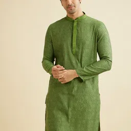 Manyavar Floral Embroidered Straight Thread Work Kurta with Pyjamas image 5