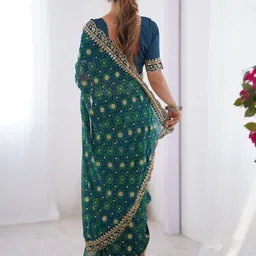 CANIZZARO Ethnic Motifs Zari Pure Chiffon Heavy Work Saree image 5