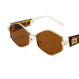 Arzonai Unisex Brown Lens & Gold-Toned Square Sunglasses-picture-29