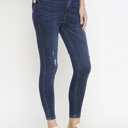 Kraus Jeans Women Skinny Fit Mid-Rise Low Distress Light Fade Jeans image 5