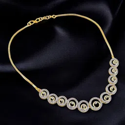 LUCKY JEWELLERY 18K Gold-Plated American Diamond Stone-Studded Jewellery Set image 4
