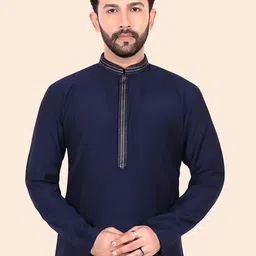 Ethniks Neu-Ron Men Solid Satin Kurta with Pyjamas image 4