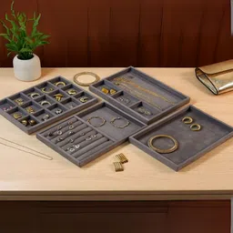 THE BIG TROVE Grey Set of 4 Reusable Jewellery Organiser Organisers-image-34