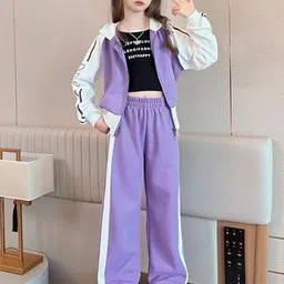INCLUD Girls Heart Printed Hooded Zipper Jacket With Pants-picture-17