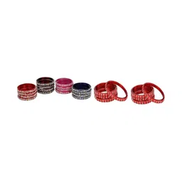 SOMIL Set Of 24 Artificial Stones Studded Glass Bangles-image-27