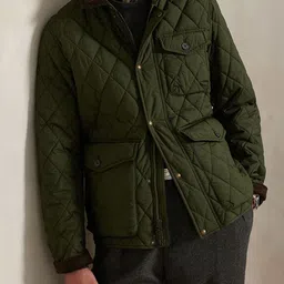 Polo Ralph Lauren Men Mock Collar Self Design Quilted Jacket-picture-35