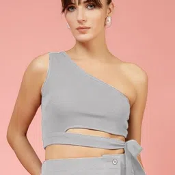 Oomph! Women One Shoulder Sleeveless Crop Top-picture-22