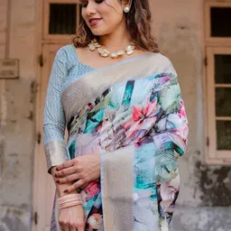 MAHARANI COUTURE Floral Printed Tussar Saree image 4