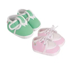 Neska Moda Newborn 2 Pair Set 3 To 12 Month Unisex Baby Cotton Butterfly Design Soft Lace Booties (Toe to Heel Length - 12 cm, Mint, Baby Pink)-picture-17