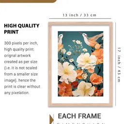 Kotart Green & Orange 2 Pieces Floral And Botanical Printed Wooden Wall Arts image 5