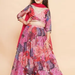 Bitiya by Bhama Girls Printed Ready to Wear Lehenga & Blouse With Dupatta-picture-39